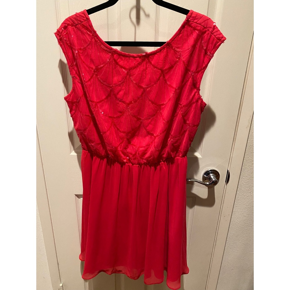 Red sequin chiffon dress